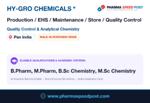 Hy-Gro Chemicals Hiring for Production / EHS / Maintenance / Store / Quality Control in Pan India