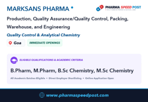 Marksans Pharma Mega Hiring 2026: 3 Openings in Quality Control (QC) | Freshers & Experienced