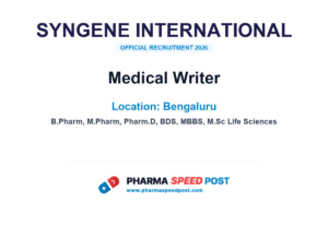 Syngene International Hiring for Medical Writer in Bengaluru