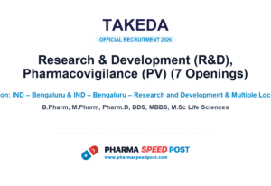 Takeda Mega Hiring 2026: 7 Openings in Research & Development (R&D), Pharmacovigilance (PV